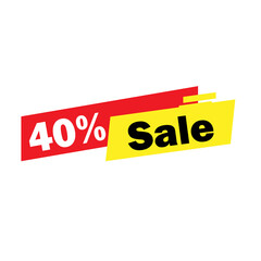 40 percent off, sale tag, label and sticker for promotion and publicity