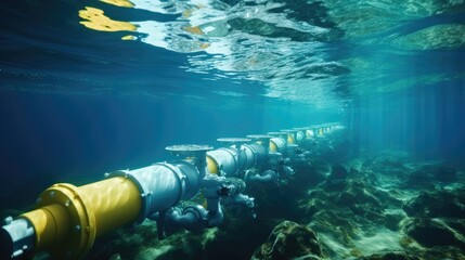 Oil pipeline underwater, Underwater pipeline for gas or oil transport.