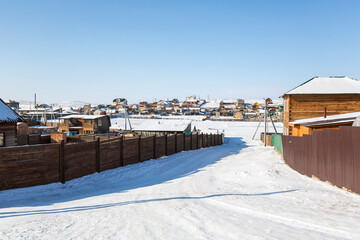 The village Khuzhir in winter