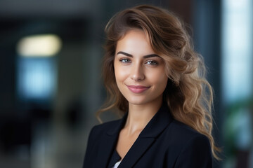 Obraz premium Beautiful Young European Woman Secretary . Сoncept Stylish Professional Attire For Young Women, Top European Workplaces For Women, Juggling Career Family Life