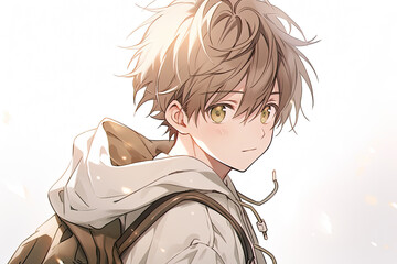 Anime Boy With Brown Hair On White Background