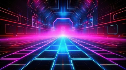 background Technology concept. Neon Tunnel modern
