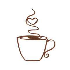 cup of coffee love symbol line style