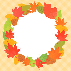 カラフルな秋の葉っぱフレーム_正方形4_外側背景