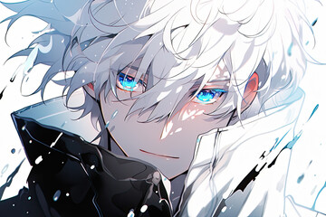 Anime Man With White Hair On White Background