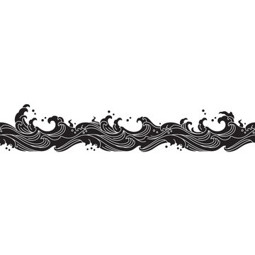 recommend clip art: water wave oriental style seamless pattern silhouette shape vector illustration