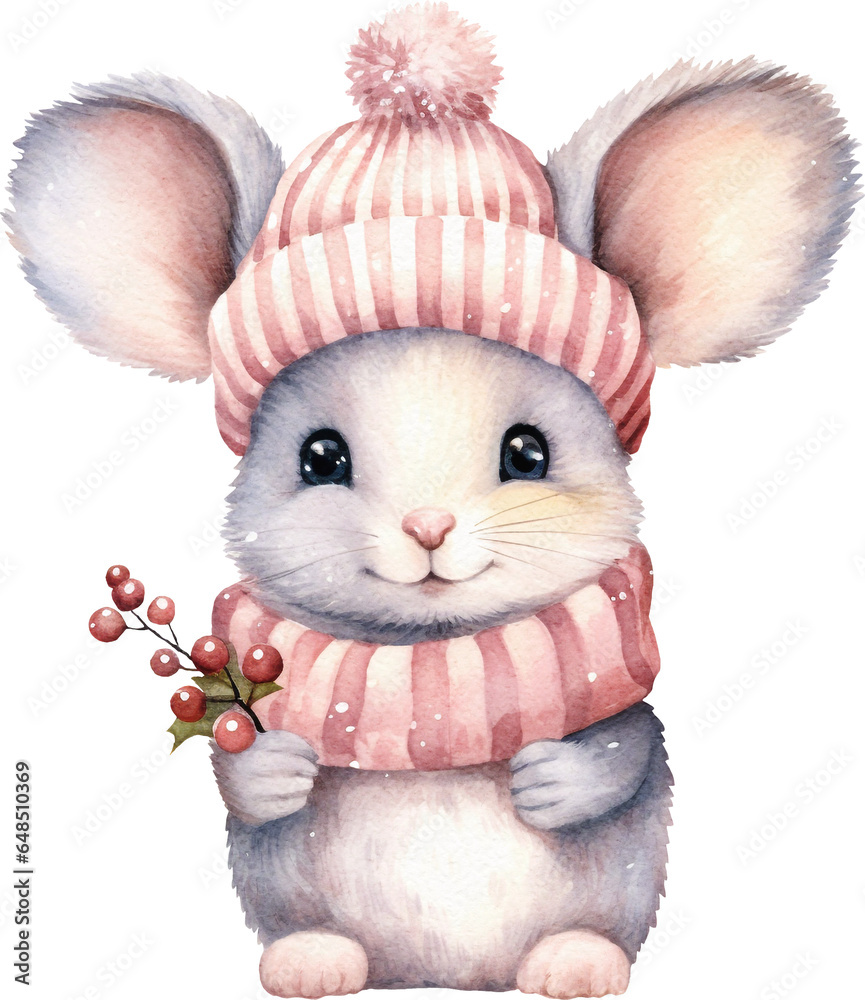 Aufkleber Whimsical mouse character illustration created with Generative AI technology