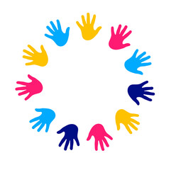 Fototapeta premium World autism awareness day people raising hands background template celebrated in 2 April. use to banner, card, greeting card, poster, book cover, placard, frame, social media post banner template.