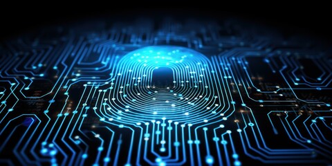Fingerprint ID concept. Surveillance and security scanning of digital programs and fingerprint biometrics. - obrazy, fototapety, plakaty