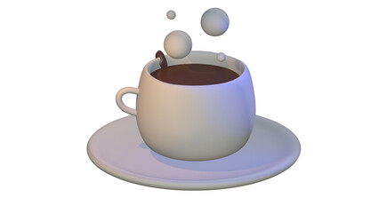 3D Cute cup of coffee with eyes character from 5 view each images made with nomad sculpt