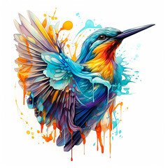 A color tattoo illustration surreal bird. Generative AI