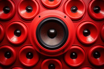 red stereo speakers background wallpaper - obrazy, fototapety, plakaty