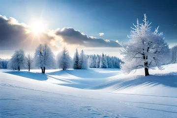 Zelfklevend Fotobehang winter landscape with snow © The Image Studio