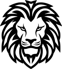 Fototapeta premium Lion - Black and White Isolated Icon - Vector illustration