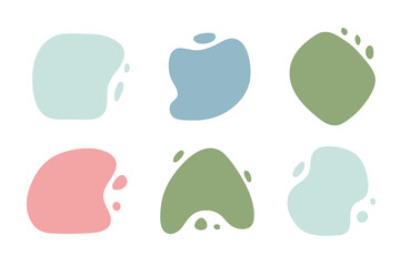 Abstract liquid shapes, trendy modern organic silhouettes,nature simple aesthetic elements.Geometric contemporary collage, boho curves wavy decor.Isolated.Vector illustration