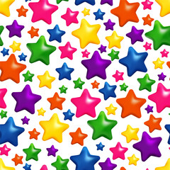 Multicolor 3D stars seamless pattern background.