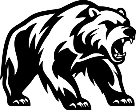 black and white bear roaring