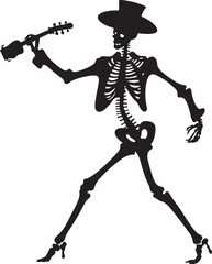 Halloween Skeleton Ghost Skeleton creepy character scary creature with skull and bones isolated on white background silhouette vector  