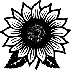 Sunflower | Black and White Vector illustration
