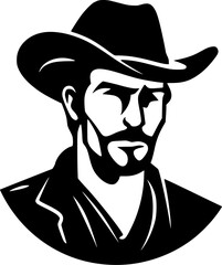 Western - Black and White Isolated Icon - Vector illustration