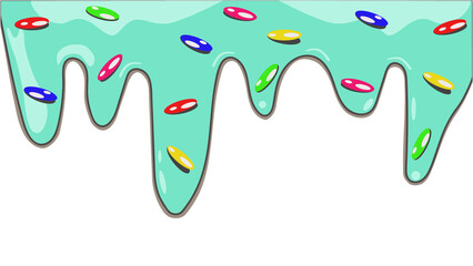 Illustration of the effect of paint dripping on a wall with a colorful ellipse ornament