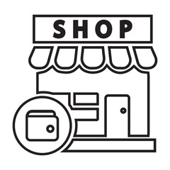 Shopping store, bag, cart icon