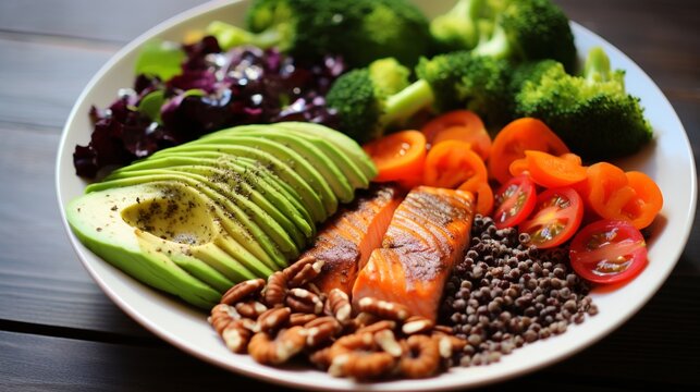 Healthy meal - rich in Omega 3 fatty acids, Generative AI