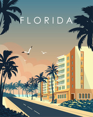 Florida travel poster - obrazy, fototapety, plakaty