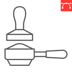 Portafilter line icon, barista and equipment, coffee holder vector icon, vector graphics, editable stroke outline sign, eps 10.