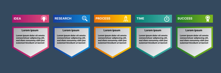 Business infographic thin line process with square template design with icons and 5 options or steps. Vector illustration.

