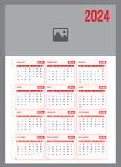 Vector wall calendar template 2024