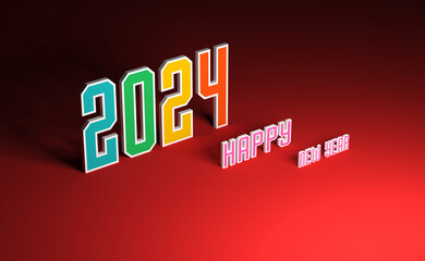 New Year 2024 Creative Design Concept - 3D Rendered Image	
