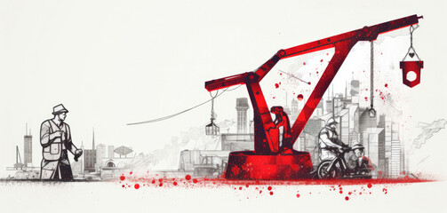 Illustration Design Of World Labour day with Grunge Background.