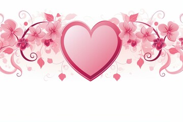 An attractive Valentine's Day banner with a pink heart and floral design. Suitable for adding text. Generative AI