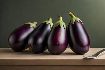 eggplants on a wooden table