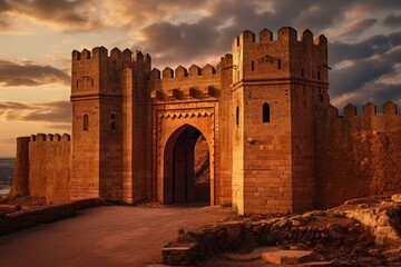 A castle in Rabat, Morocco's ancient Kasbah of the Udayas situated within the Medina of North Africa. Generative AI
