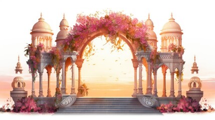 Illustration of an wedding arch following indian theme - obrazy, fototapety, plakaty