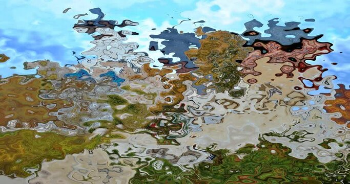 abstract seamless looping video background animated stained - watercolor stained liquid paint effect - color beige brown grey green sky blue