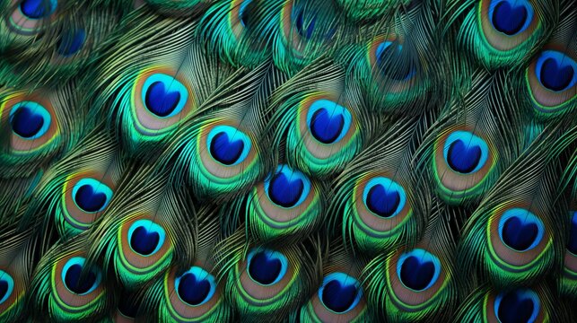 Animal bird background - Closeup of peacock feathers
