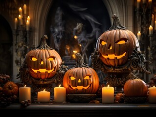 Obraz premium Halloween pumpkin composition, background