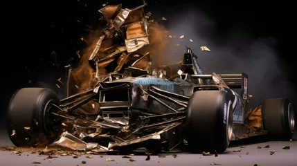 Zelfklevend Fotobehang Destroyed Formula 1 sports car © BS.Production