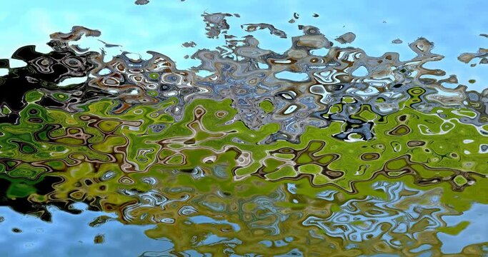 abstract seamless looping video background animated stained - watercolor stained liquid paint effect - color grey green sky blue