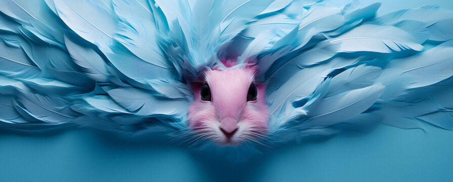 arafed image of a cat with feathers on its head Generative AI