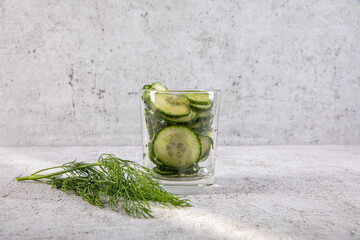 firscher Gurkensalat mit Dill im Studio fotografiert