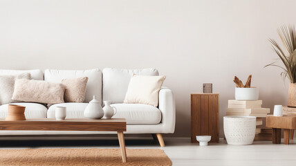 Banner featuring a cozy home setting with furniture items