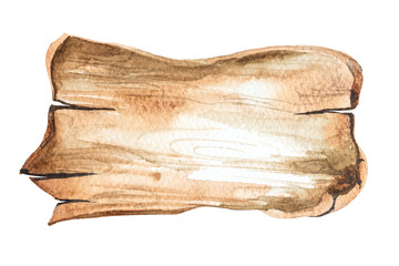 Watercolor illustration of antique birch bark, scroll, tree bark with place for text, hand drawn