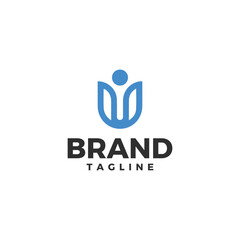 Modern strong abstract human shaped letter U monogram logo design for nature, environment, people and fashion industry.