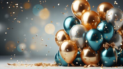 Festive Cheer: Golden and Blue Balloons for Celebrating Big