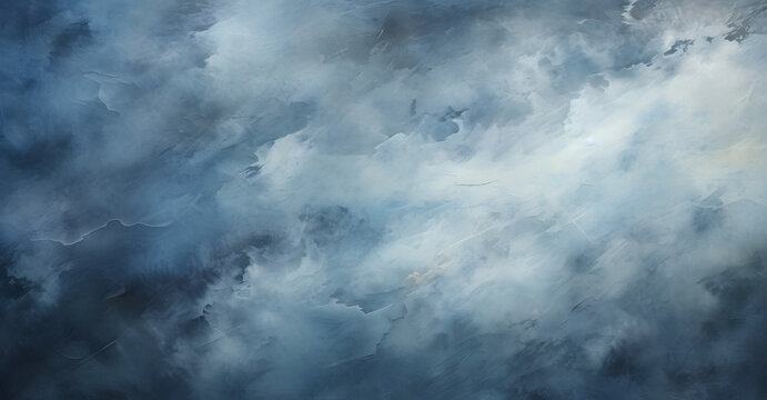 painting of a plane flying through a cloudy sky with a blue sky Generative AI