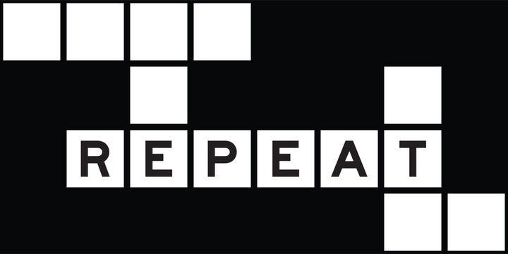 Alphabet letter in word repeat on crossword puzzle background